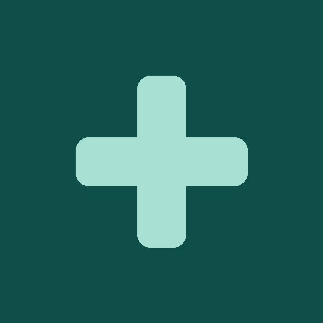 Cruz da saúde em verde-menta sobre fundo verde profundo.
